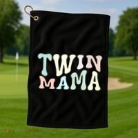 Retro Twin Mama Twin Mom Established Mom Motherhood Gift Golf Towel thumb 1