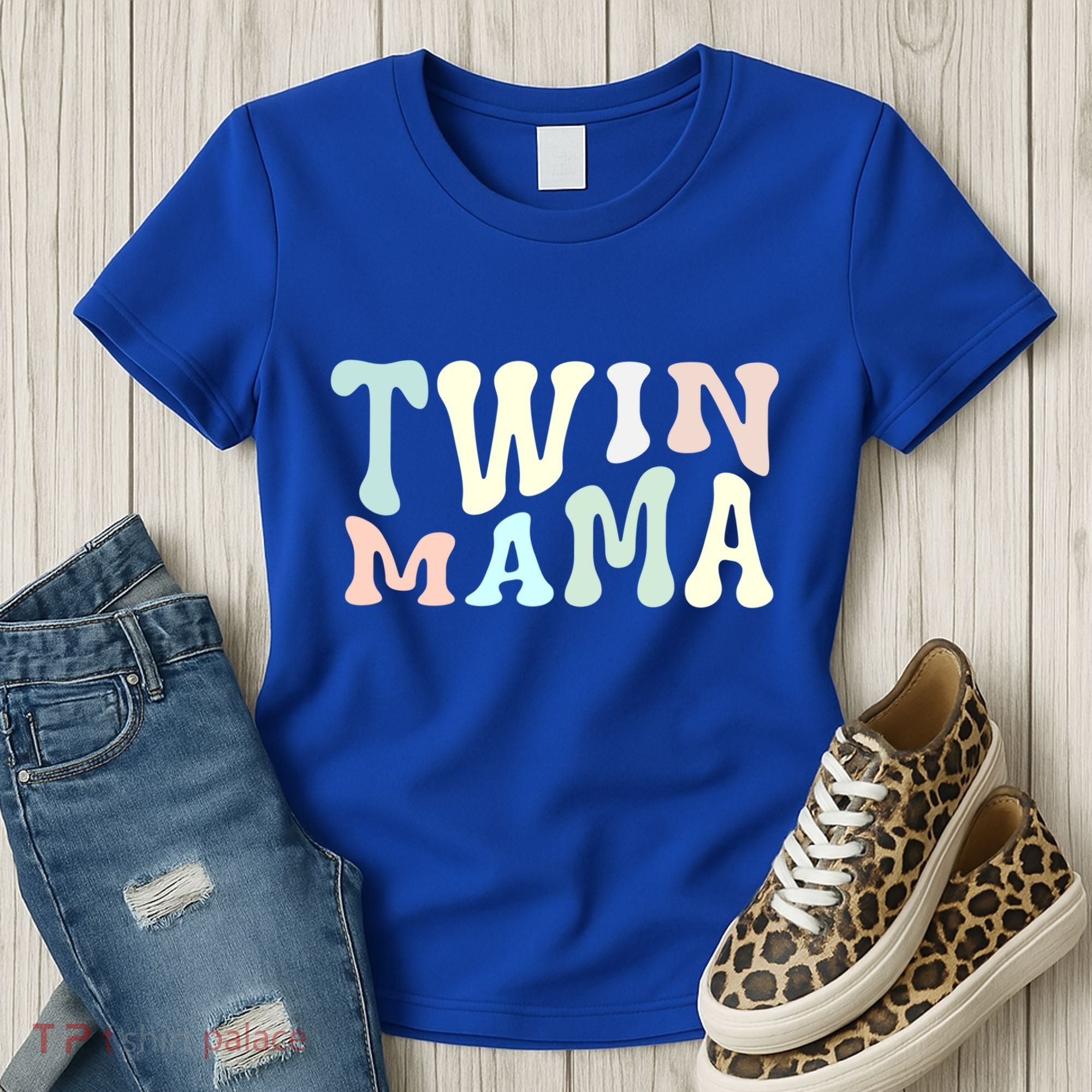 Retro Twin Mama Twin Mom Established Mom Motherhood Gift Women's T-Shirt