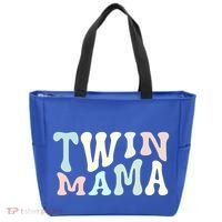 Retro Twin Mama Twin Mom Established Mom Motherhood Gift Tote Bag thumb 0