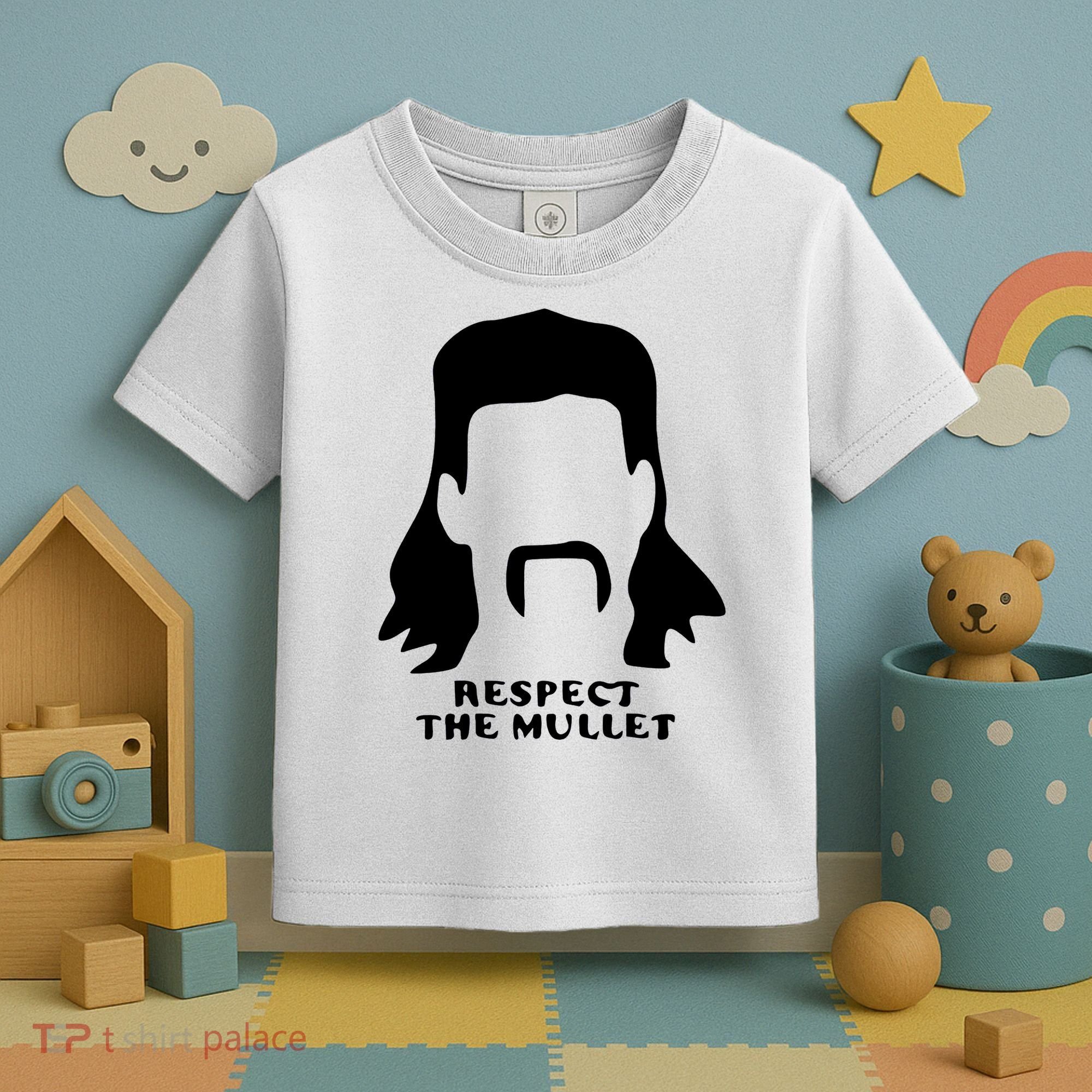 Respect The Mullet It's Mullet Time Funny Redneck Mullet Toddler T-Shirt