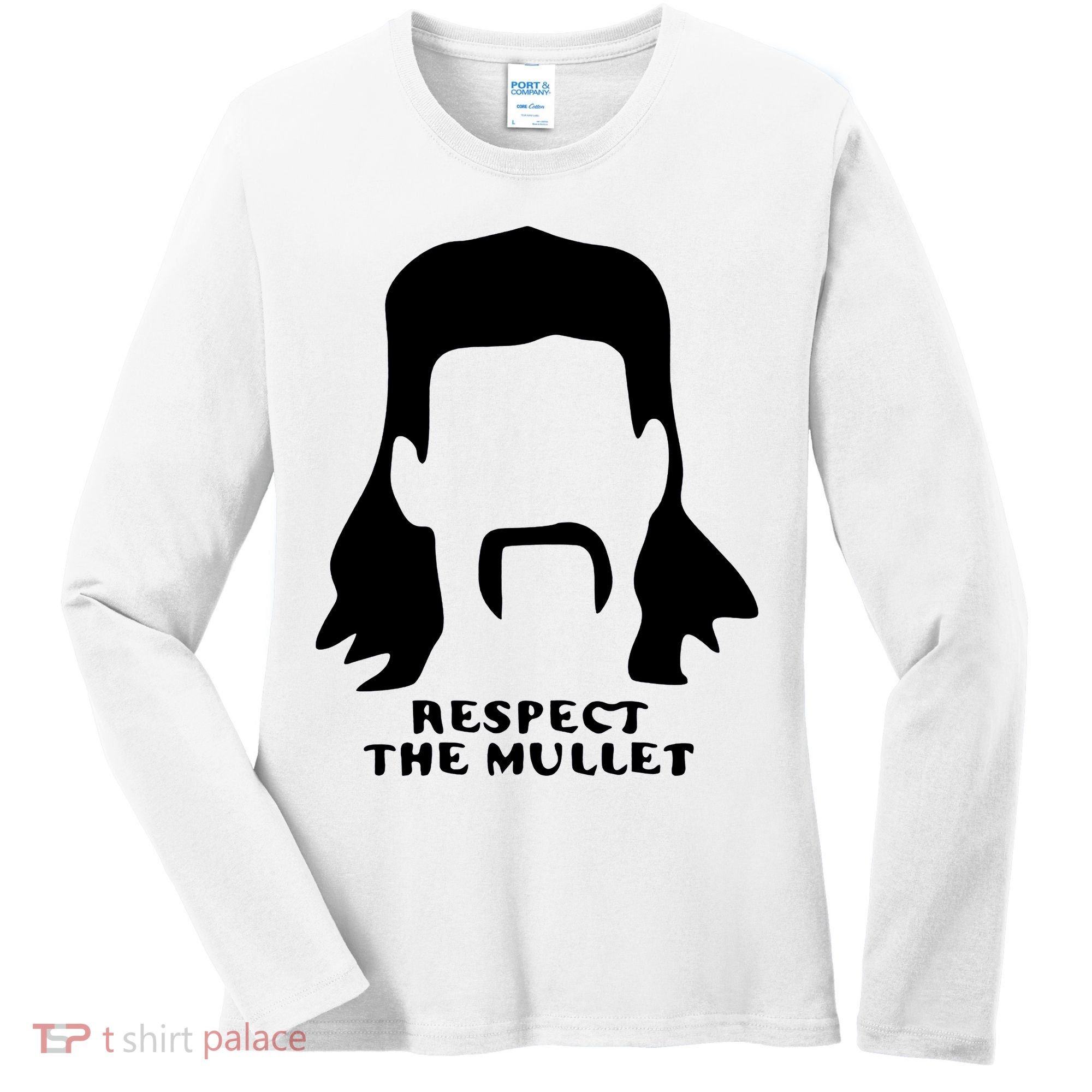 Respect The Mullet It's Mullet Time Funny Redneck Mullet Women's Long Sleeve Shirt