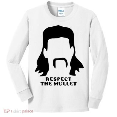 Respect The Mullet It's Mullet Time Funny Redneck Mullet Kids Long Sleeve Shirt