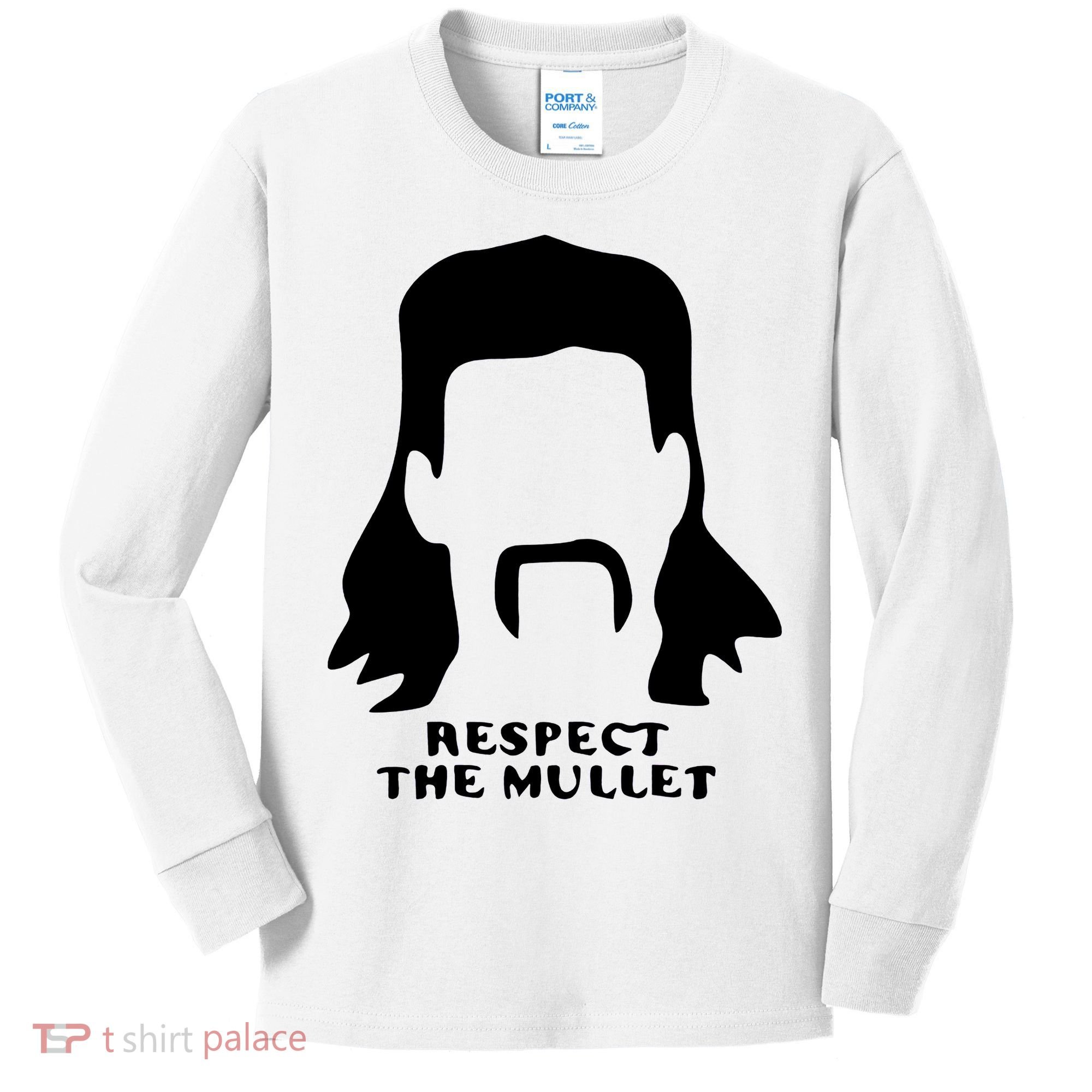 Respect The Mullet It's Mullet Time Funny Redneck Mullet Kids Long Sleeve Shirt