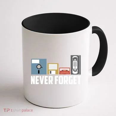 Retro Tech Never Forget Floppy Disk Gift 80s Nostalgia Coffee Mug back