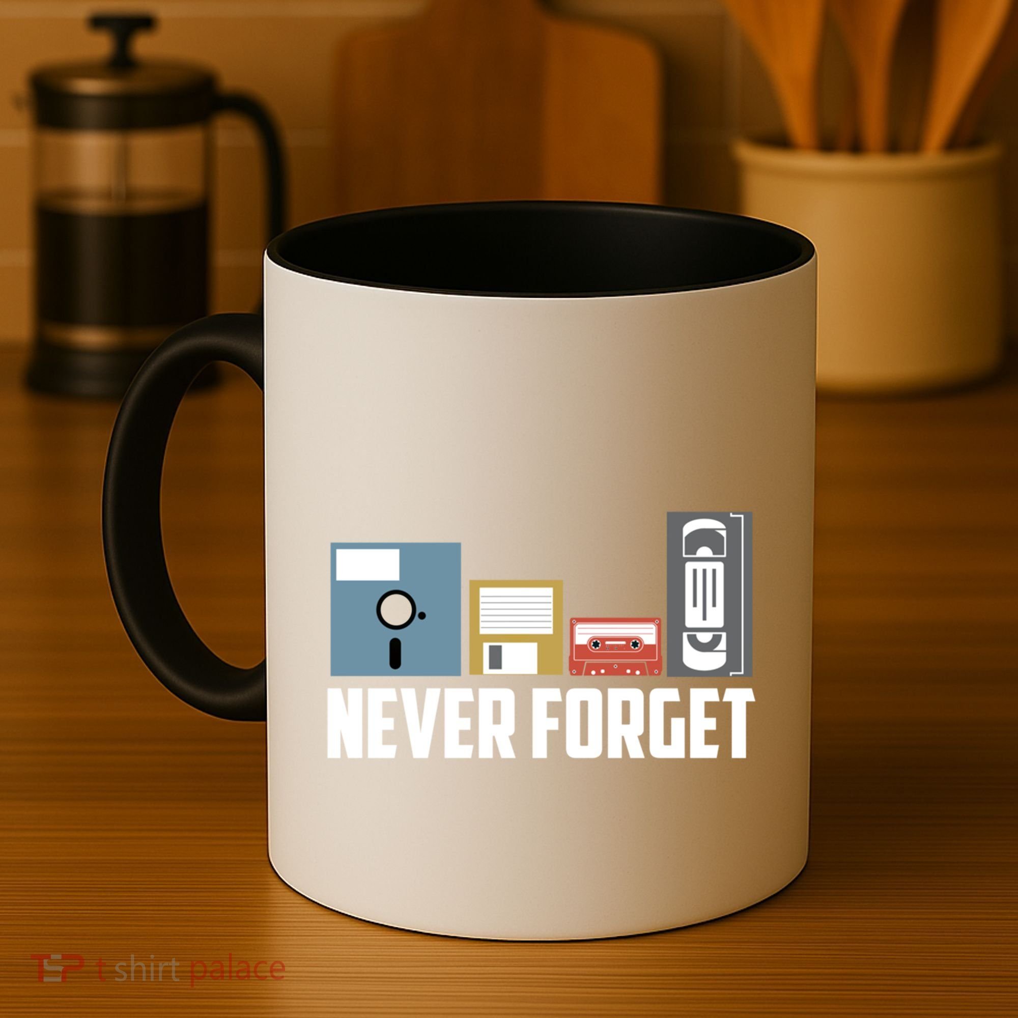 Retro Tech Never Forget Floppy Disk Gift 80s Nostalgia Coffee Mug
