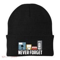 Retro Tech Never Forget Floppy Disk Gift 80s Nostalgia Beanie thumb 0