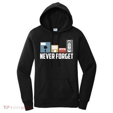 Retro Tech Never Forget Floppy Disk Gift 80s Nostalgia Women's Hoodie