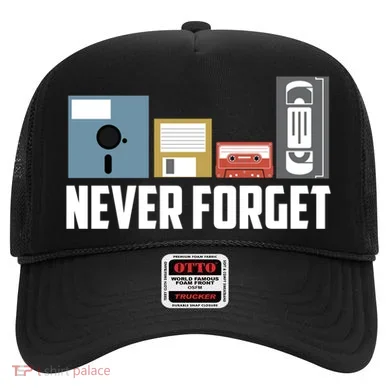Retro Tech Never Forget Floppy Disk Gift 80s Nostalgia Hat