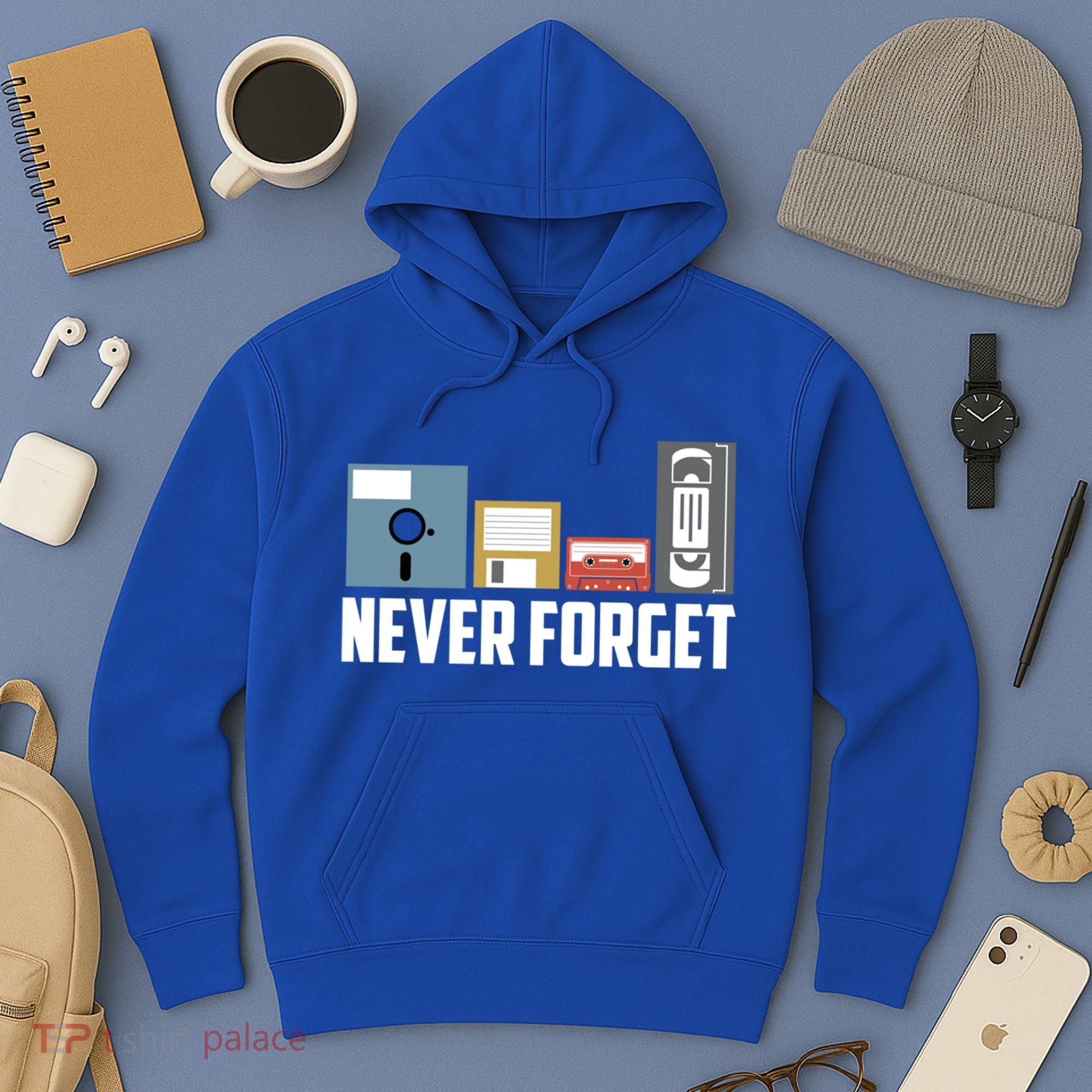 Retro Tech Never Forget Floppy Disk Gift 80s Nostalgia Hoodie