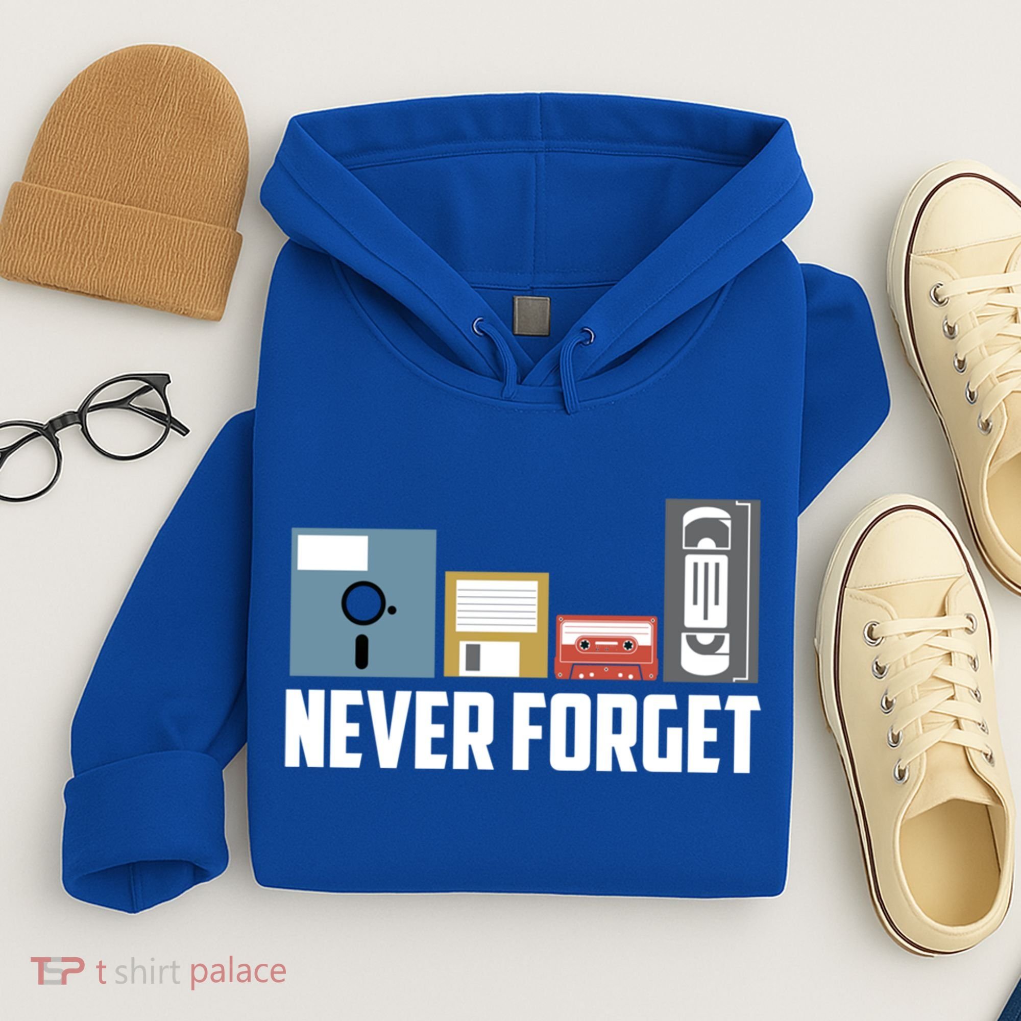 Retro Tech Never Forget Floppy Disk Gift 80s Nostalgia Hoodie