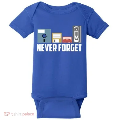 Retro Tech Never Forget Floppy Disk Gift 80s Nostalgia Baby Bodysuit