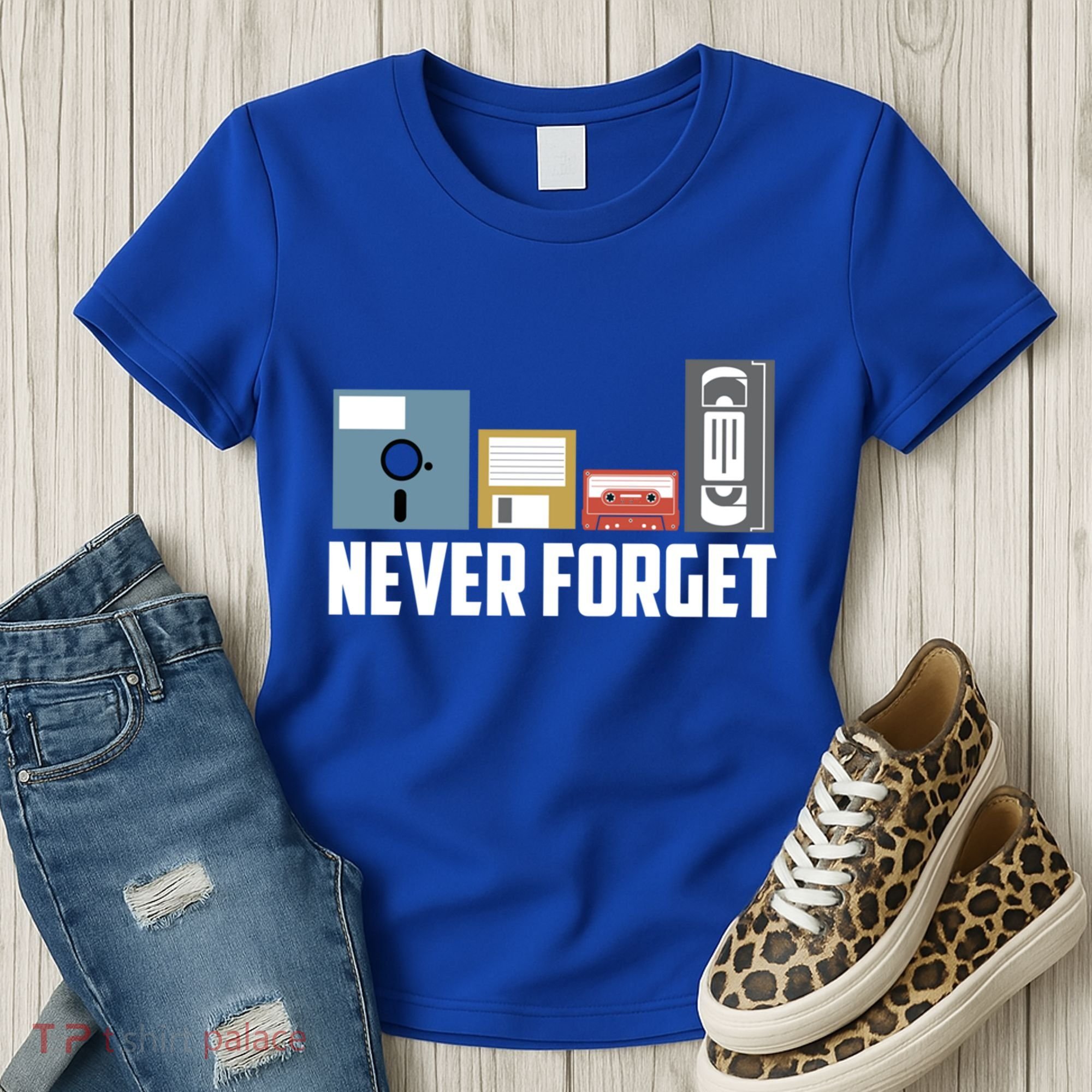 Retro Tech Never Forget Floppy Disk Gift 80s Nostalgia Women's T-Shirt