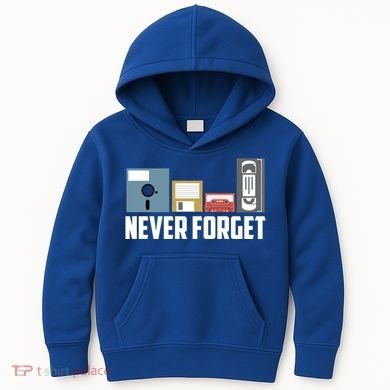 Retro Tech Never Forget Floppy Disk Gift 80s Nostalgia Kids Hoodie