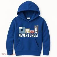 Retro Tech Never Forget Floppy Disk Gift 80s Nostalgia Kids Hoodie thumb 0
