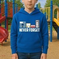 Retro Tech Never Forget Floppy Disk Gift 80s Nostalgia Kids Hoodie thumb 2