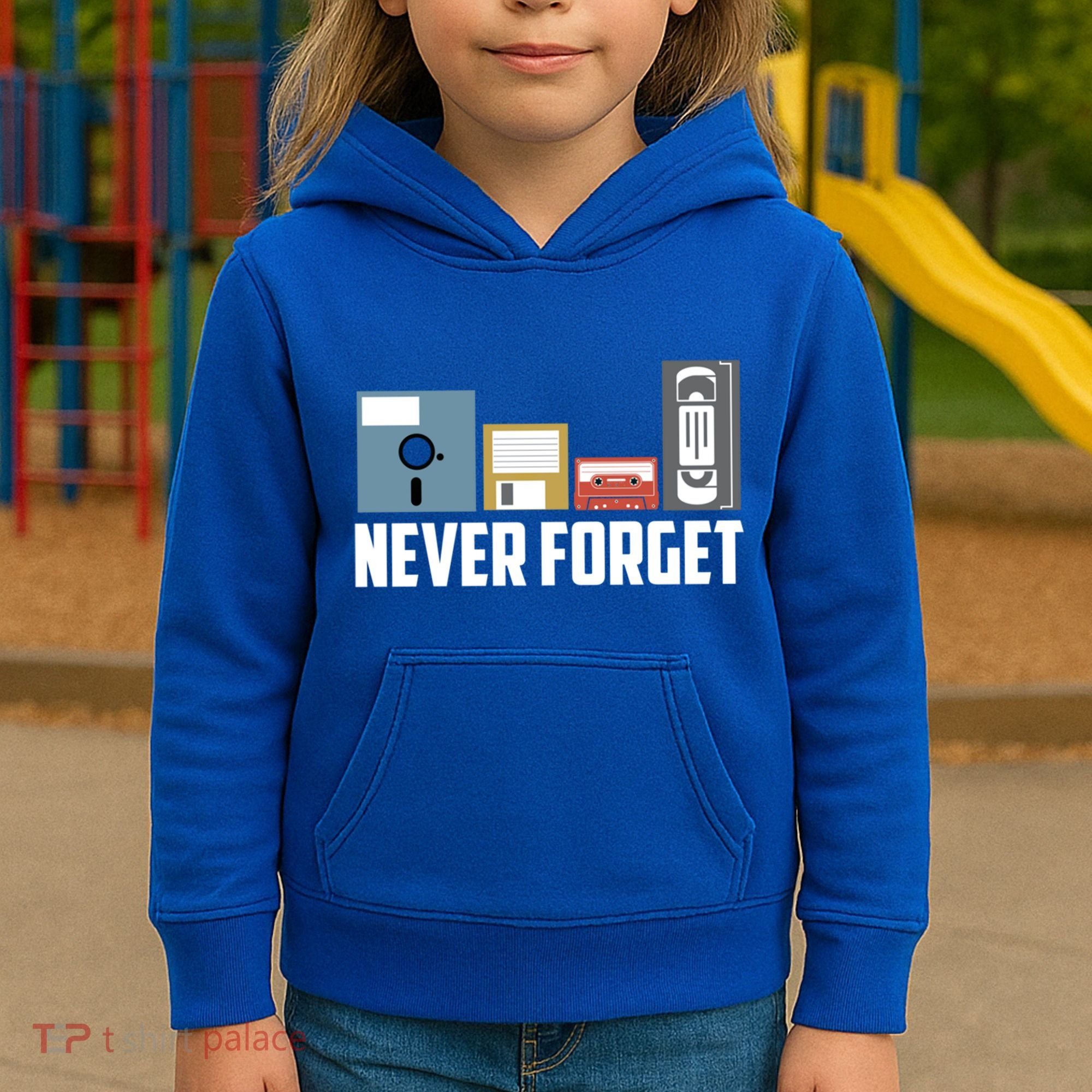 Retro Tech Never Forget Floppy Disk Gift 80s Nostalgia Kids Hoodie