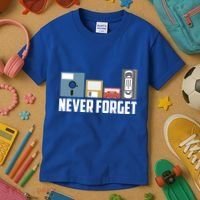 Retro Tech Never Forget Floppy Disk Gift 80s Nostalgia Kids T-Shirt thumb 3