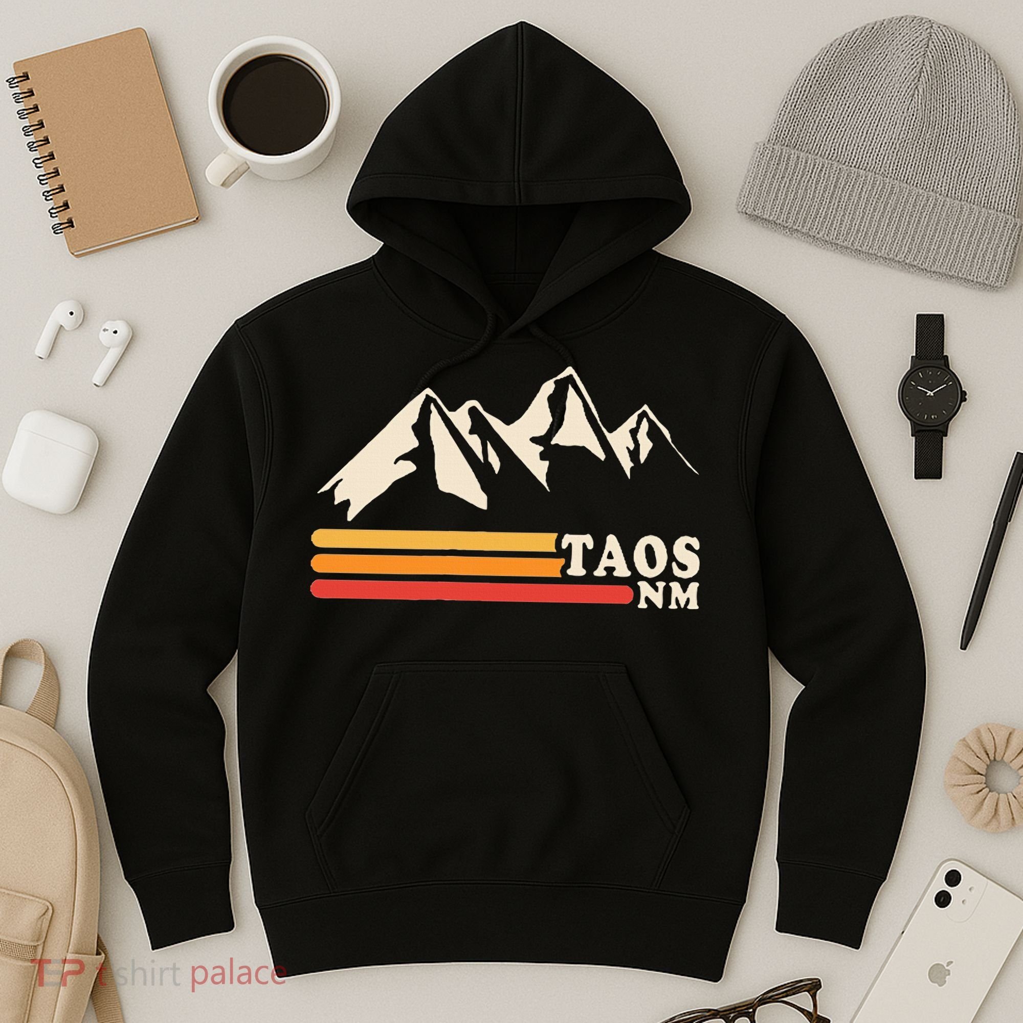 Retro Taos New Mexico Nm Mountains Ski Hoodie