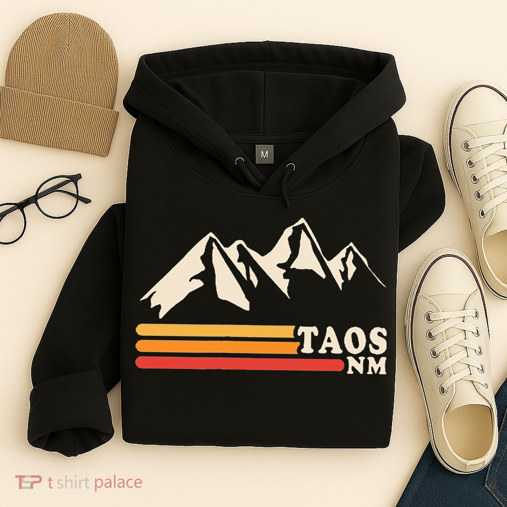 Retro Taos New Mexico Nm Mountains Ski Hoodie