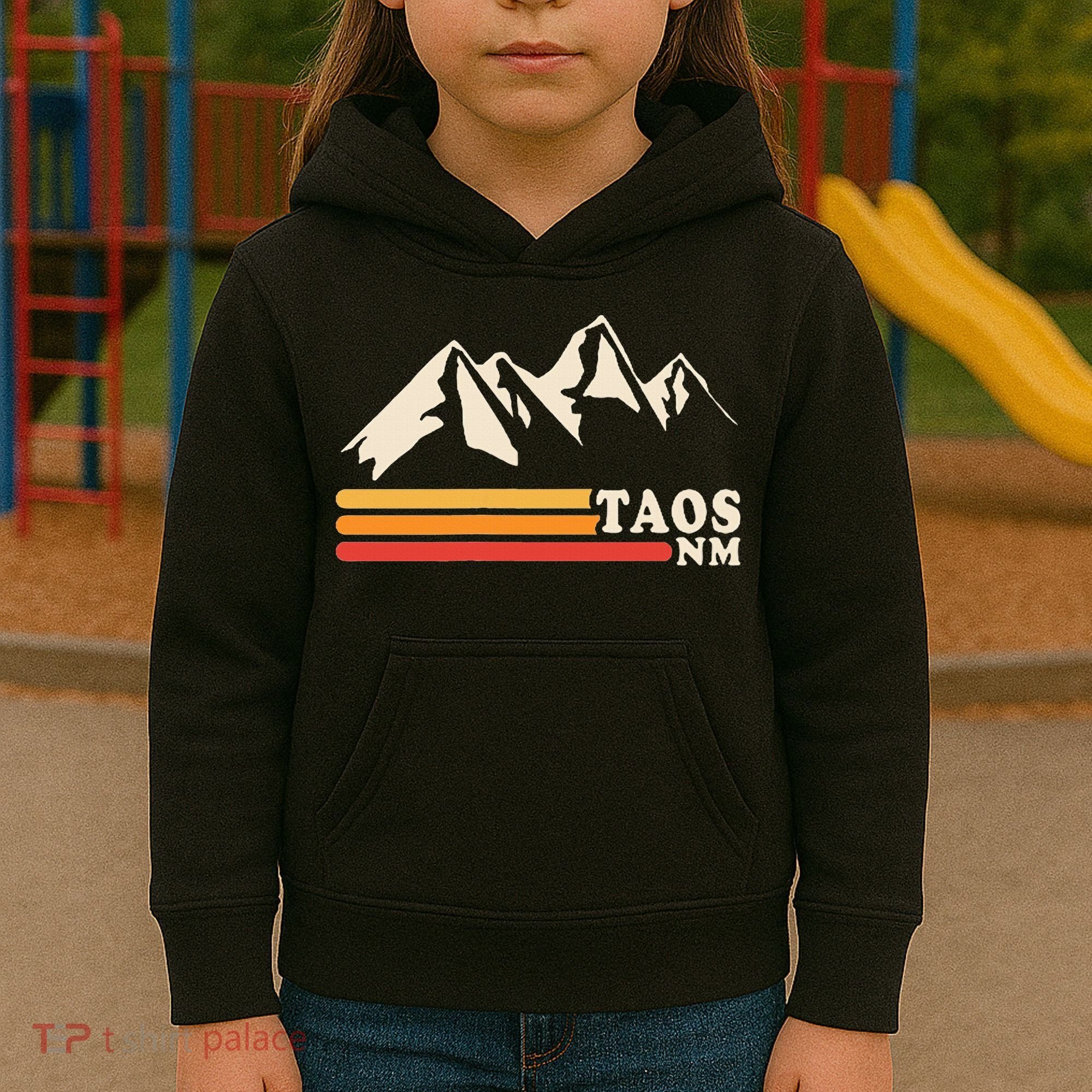 Retro Taos New Mexico Nm Mountains Ski Kids Hoodie