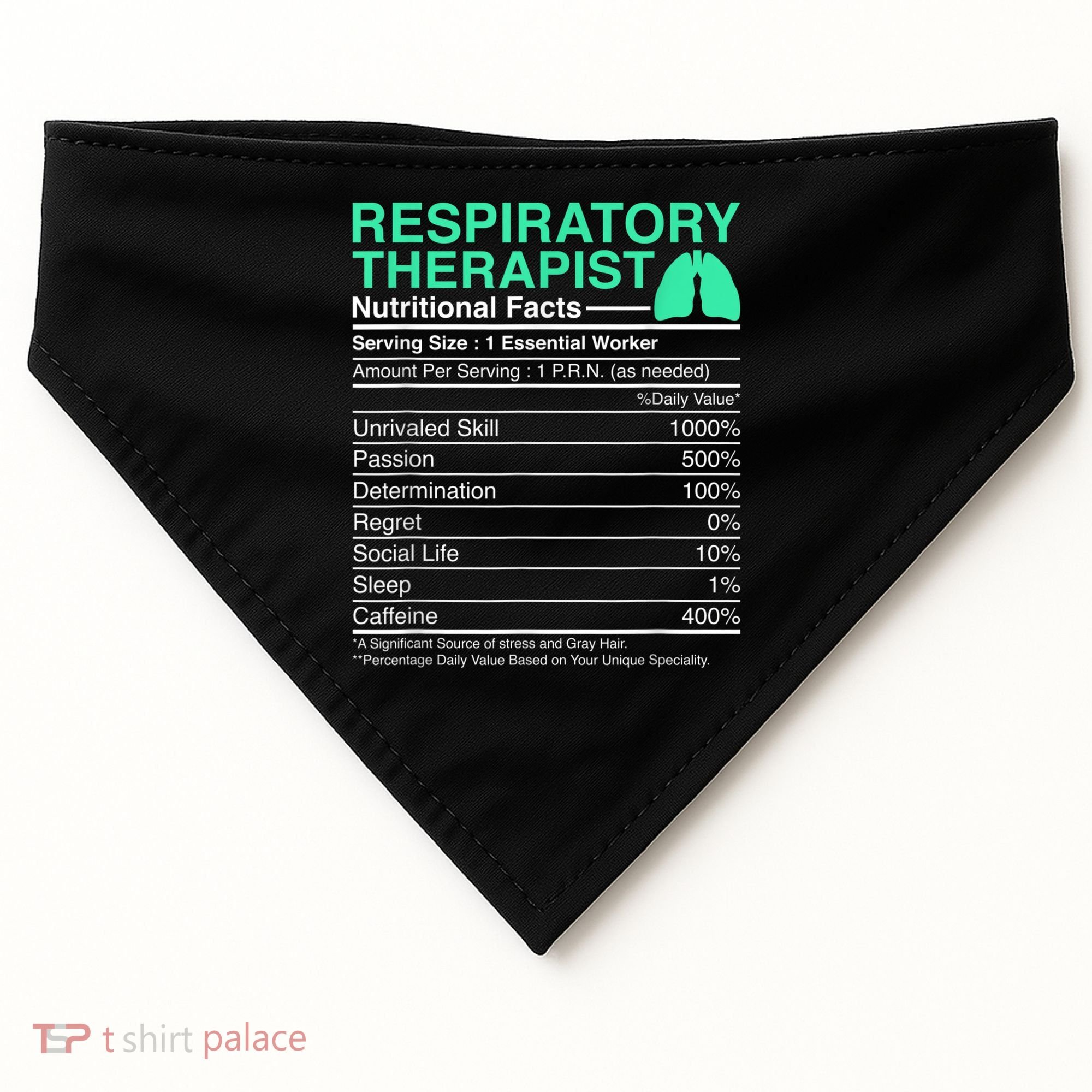 Respiratory Therapist Nutritional Facts Lungs Therapy USA-Made Doggie Bandana