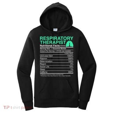 Respiratory Therapist Nutritional Facts Lungs Therapy Women's Hoodie