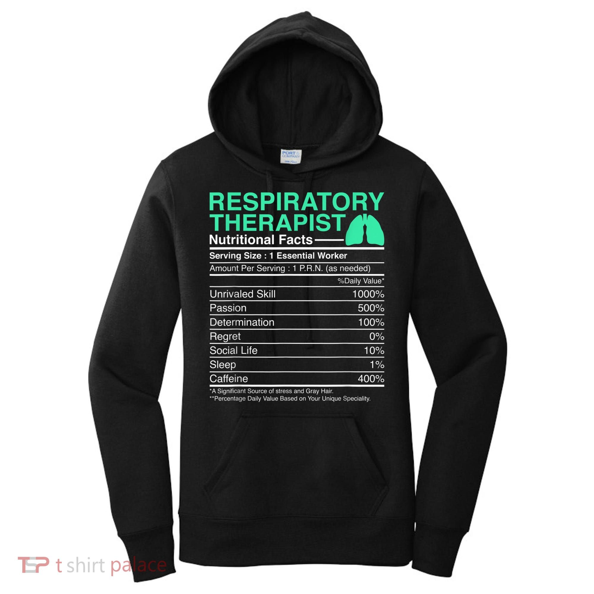 Respiratory Therapist Nutritional Facts Lungs Therapy Women's Hoodie