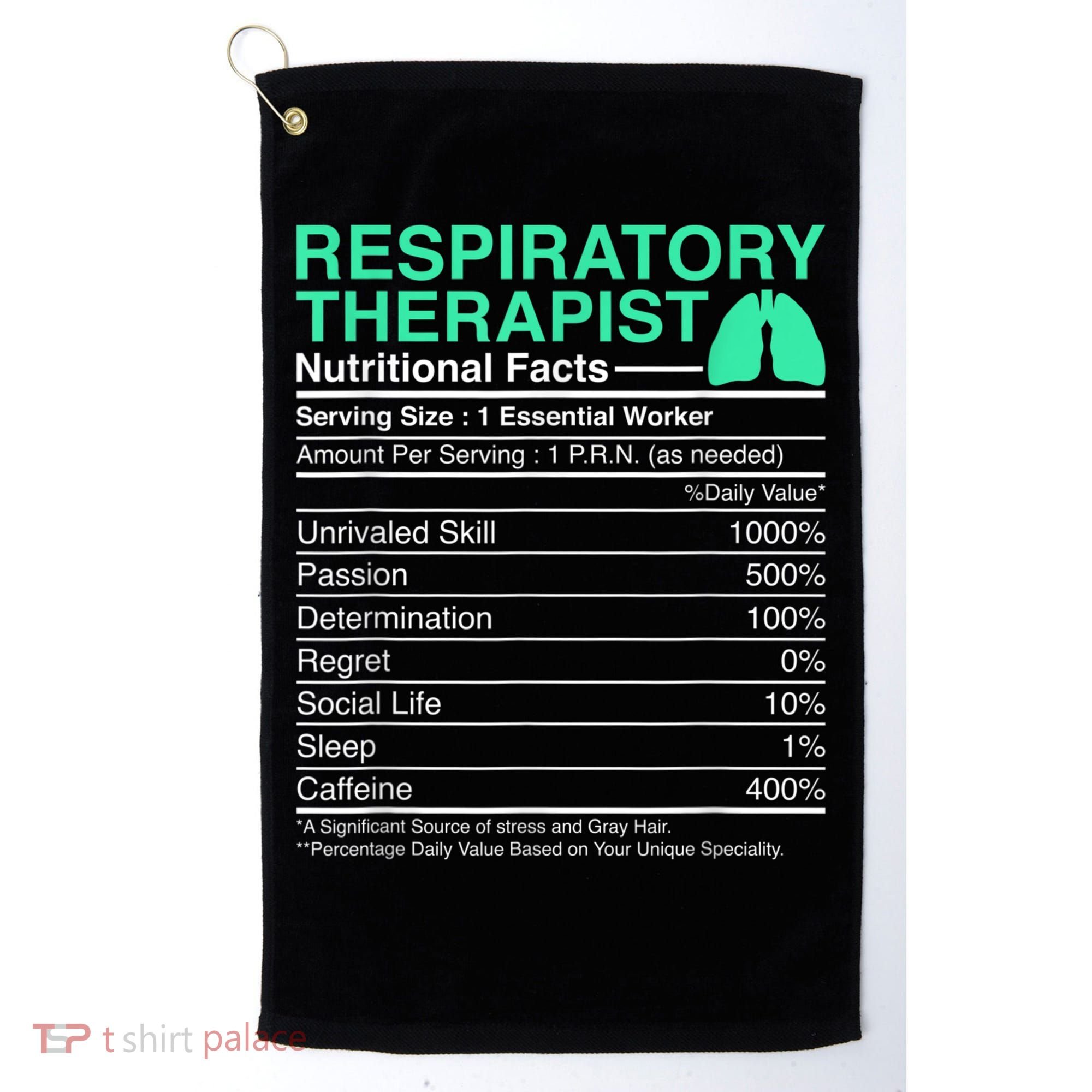 Respiratory Therapist Nutritional Facts Lungs Therapy Golf Towel