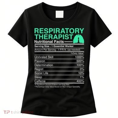 Respiratory Therapist Nutritional Facts Lungs Therapy Women's T-Shirt