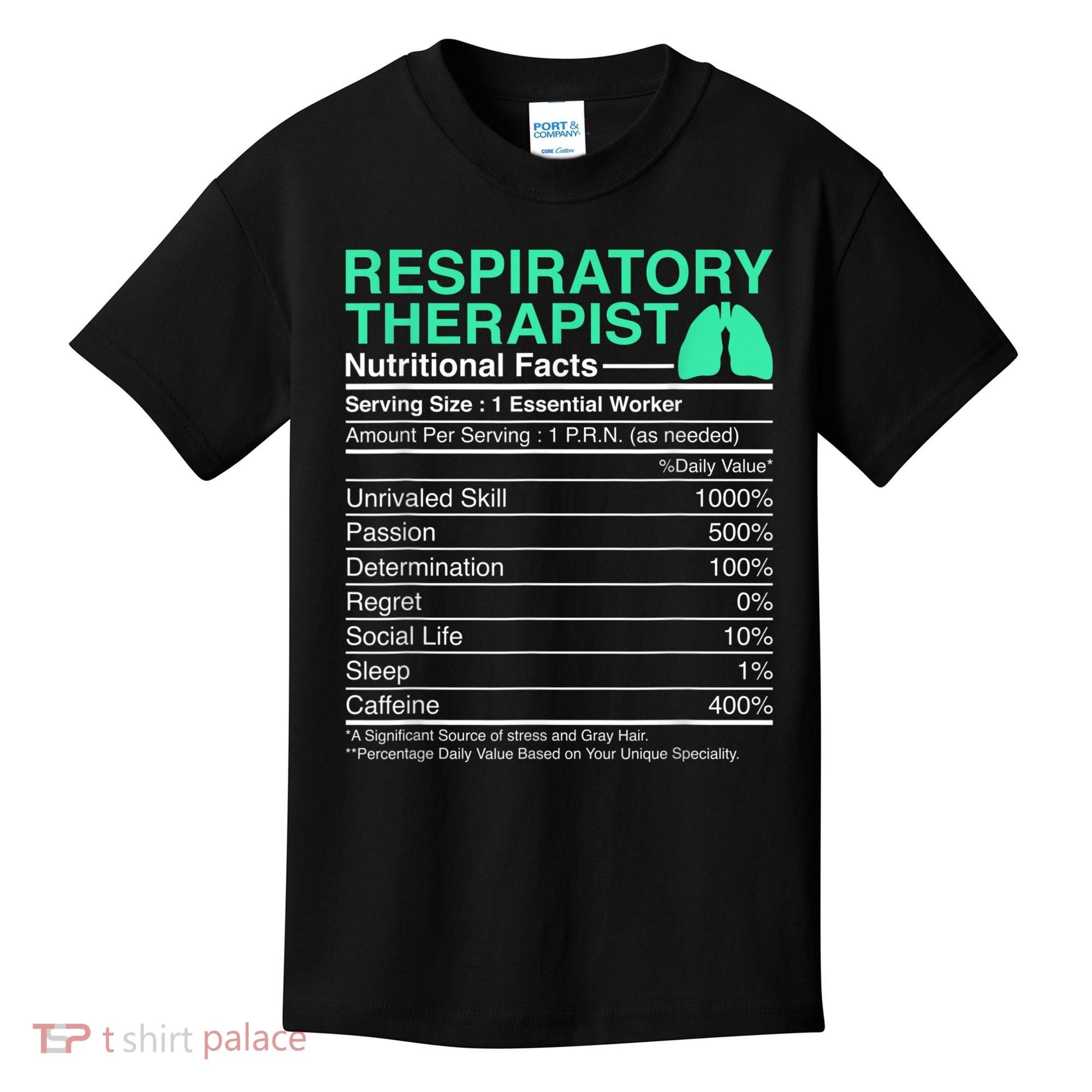 Respiratory Therapist Nutritional Facts Lungs Therapy Kids T-Shirt