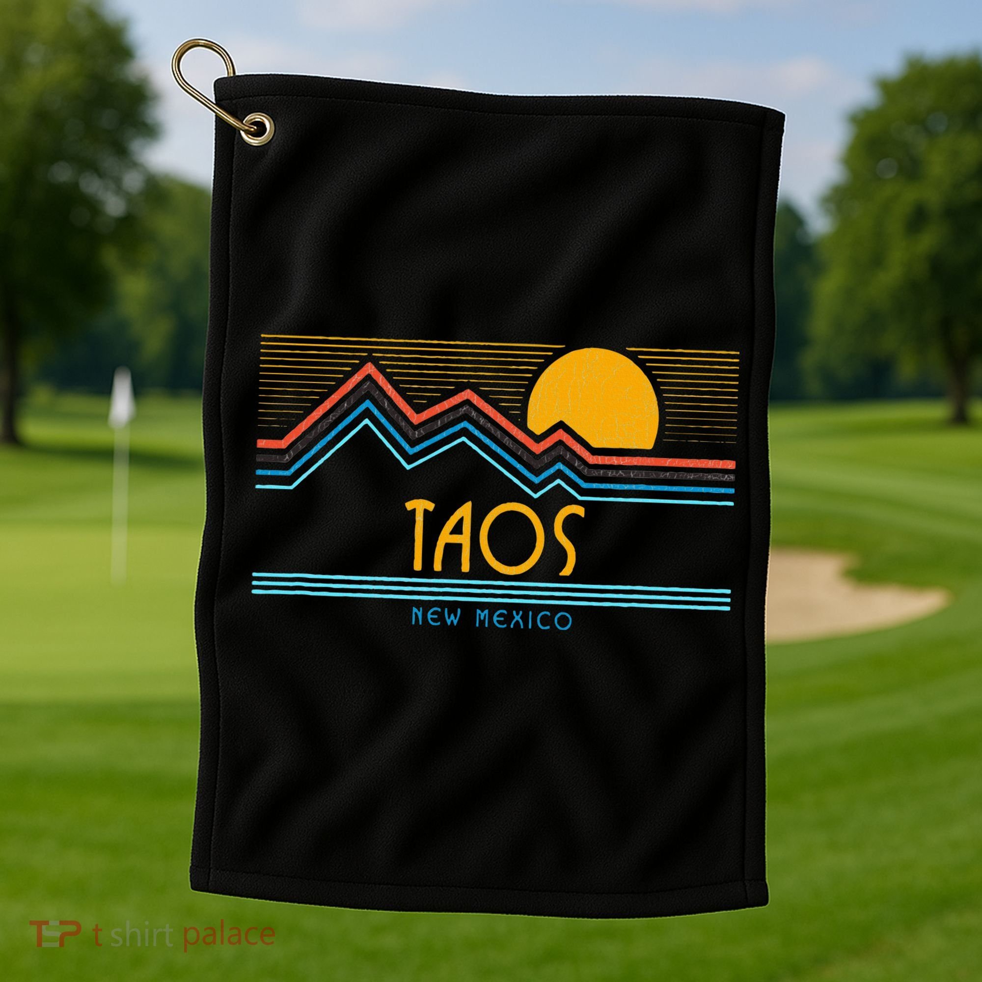 Retro Taos New Mexico Golf Towel