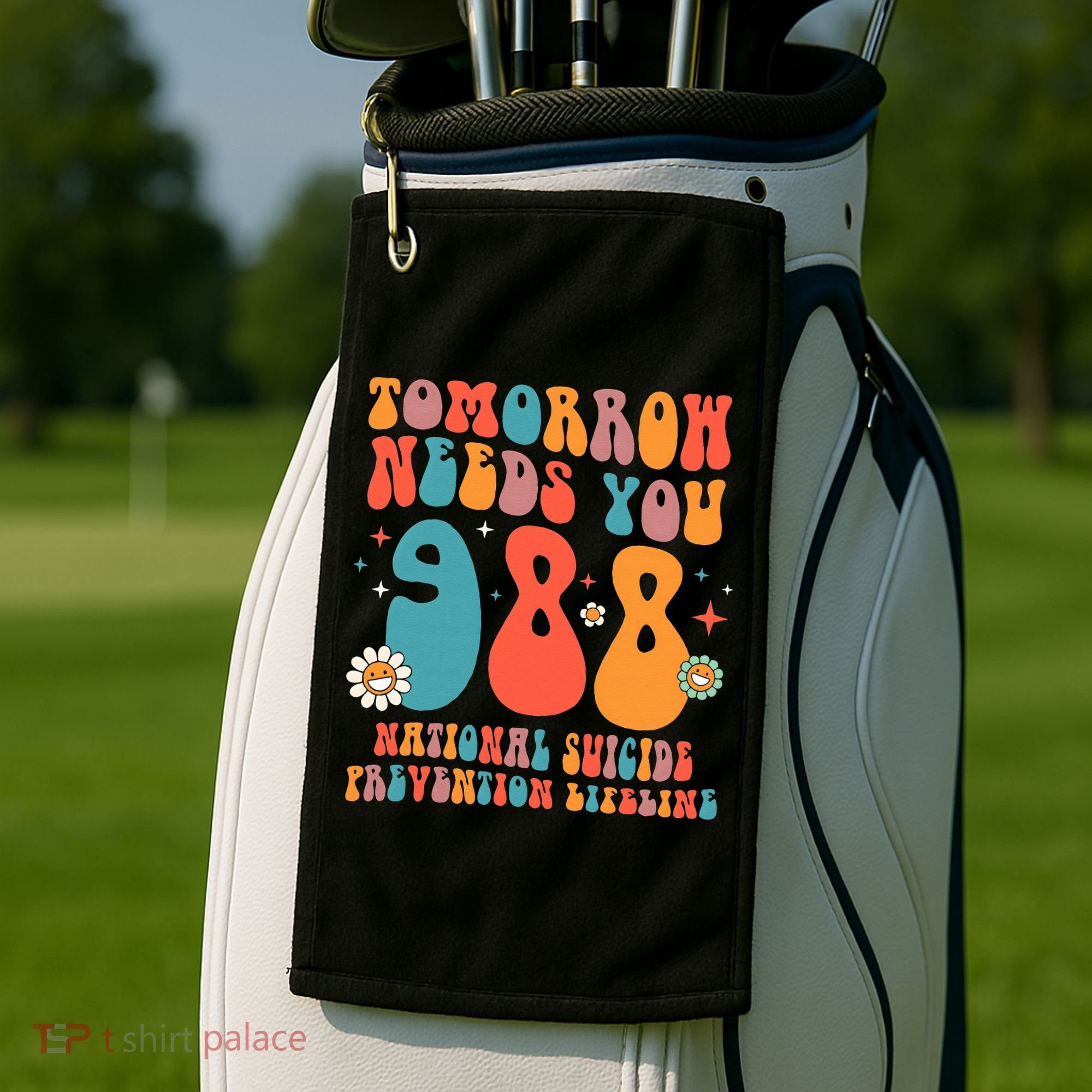 Retro Tomorrow Needs You 988 Suicide Prevention Awareness Golf Towel