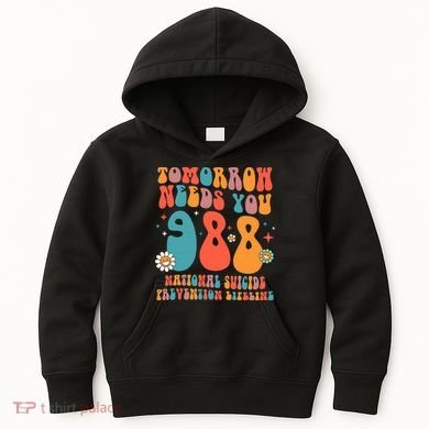 Retro Tomorrow Needs You 988 Suicide Prevention Awareness Kids Hoodie