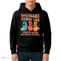 Retro Tomorrow Needs You 988 Suicide Prevention Awareness Kids Hoodie thumb 4