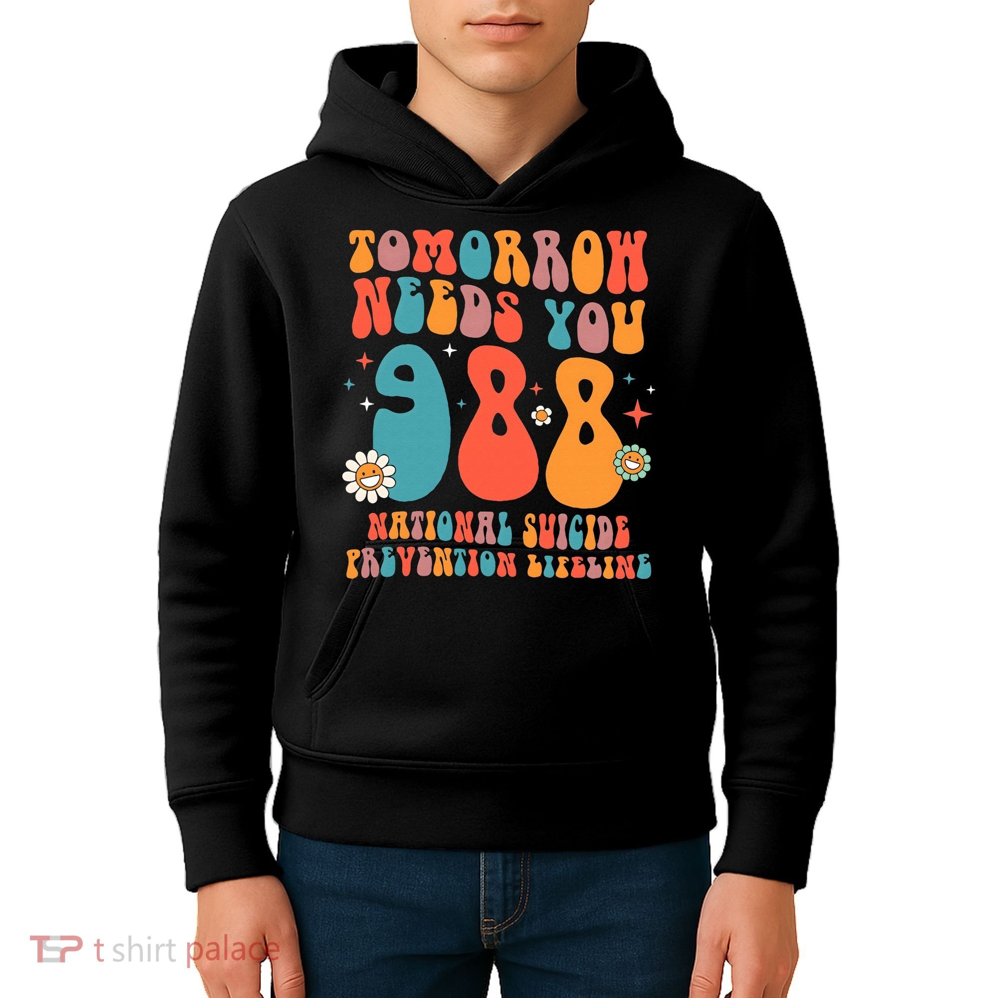 Retro Tomorrow Needs You 988 Suicide Prevention Awareness Kids Hoodie