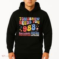 Retro Tomorrow Needs You 988 Suicide Prevention Awareness Hoodie thumb 2