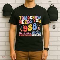 Retro Tomorrow Needs You 988 Suicide Prevention Awareness T-Shirt thumb 6