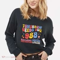 Retro Tomorrow Needs You 988 Suicide Prevention Awareness Cropped Pullover Crew thumb 2