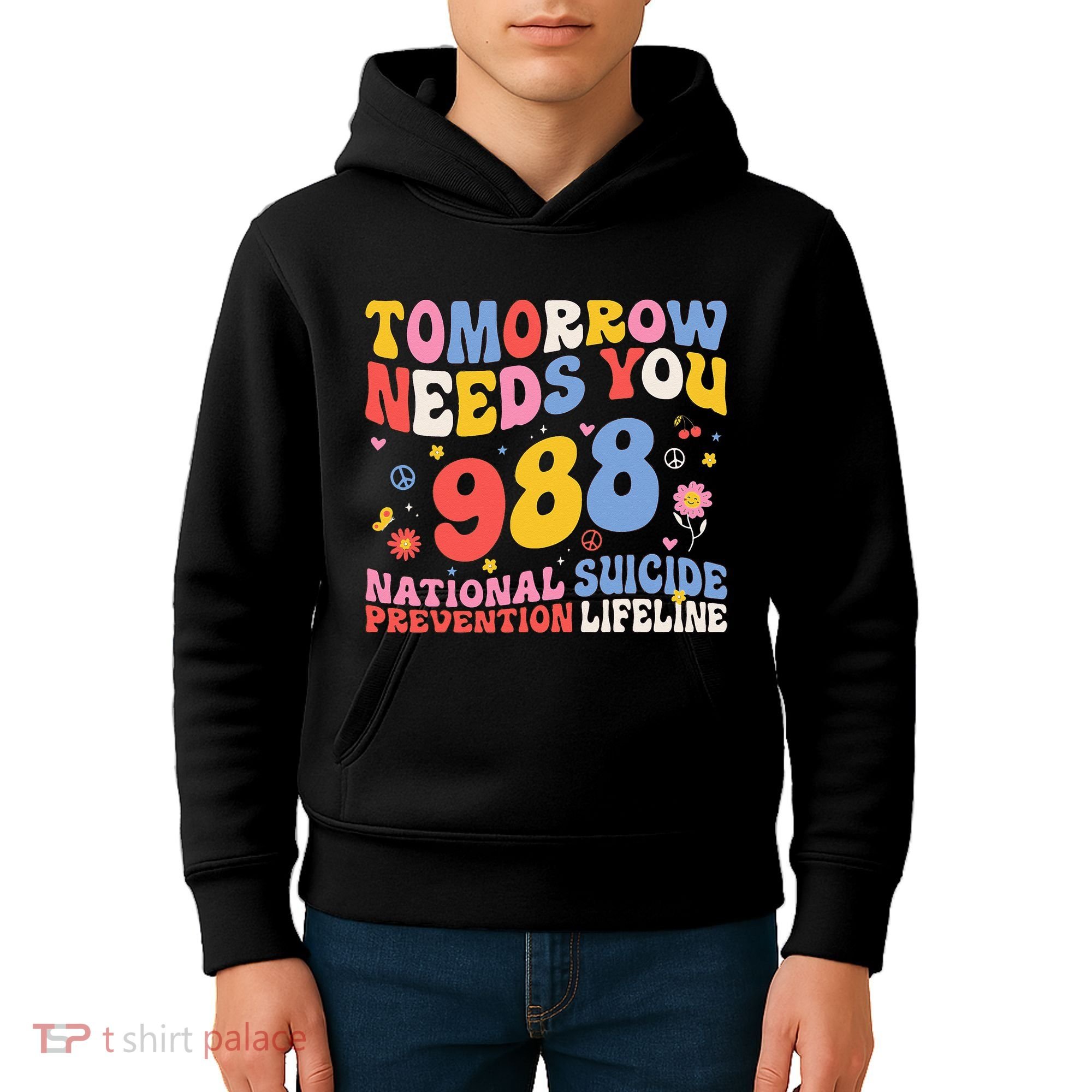 Retro Tomorrow Needs You 988 Suicide Prevention Awareness Kids Hoodie