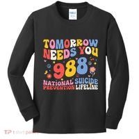 Retro Tomorrow Needs You 988 Suicide Prevention Awareness Kids Long Sleeve Shirt thumb 0
