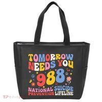 Retro Tomorrow Needs You 988 Suicide Prevention Awareness Tote Bag thumb 0