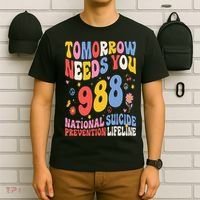 Retro Tomorrow Needs You 988 Suicide Prevention Awareness T-Shirt thumb 6