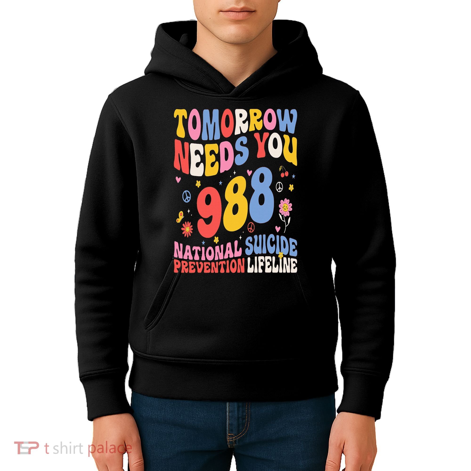 Retro Tomorrow Needs You 988 Suicide Prevention Awareness Kids Hoodie