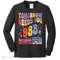Retro Tomorrow Needs You 988 Suicide Prevention Awareness Kids Long Sleeve Shirt thumb 0