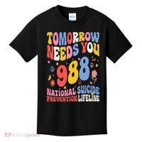 Retro Tomorrow Needs You 988 Suicide Prevention Awareness Kids T-Shirt thumb 0