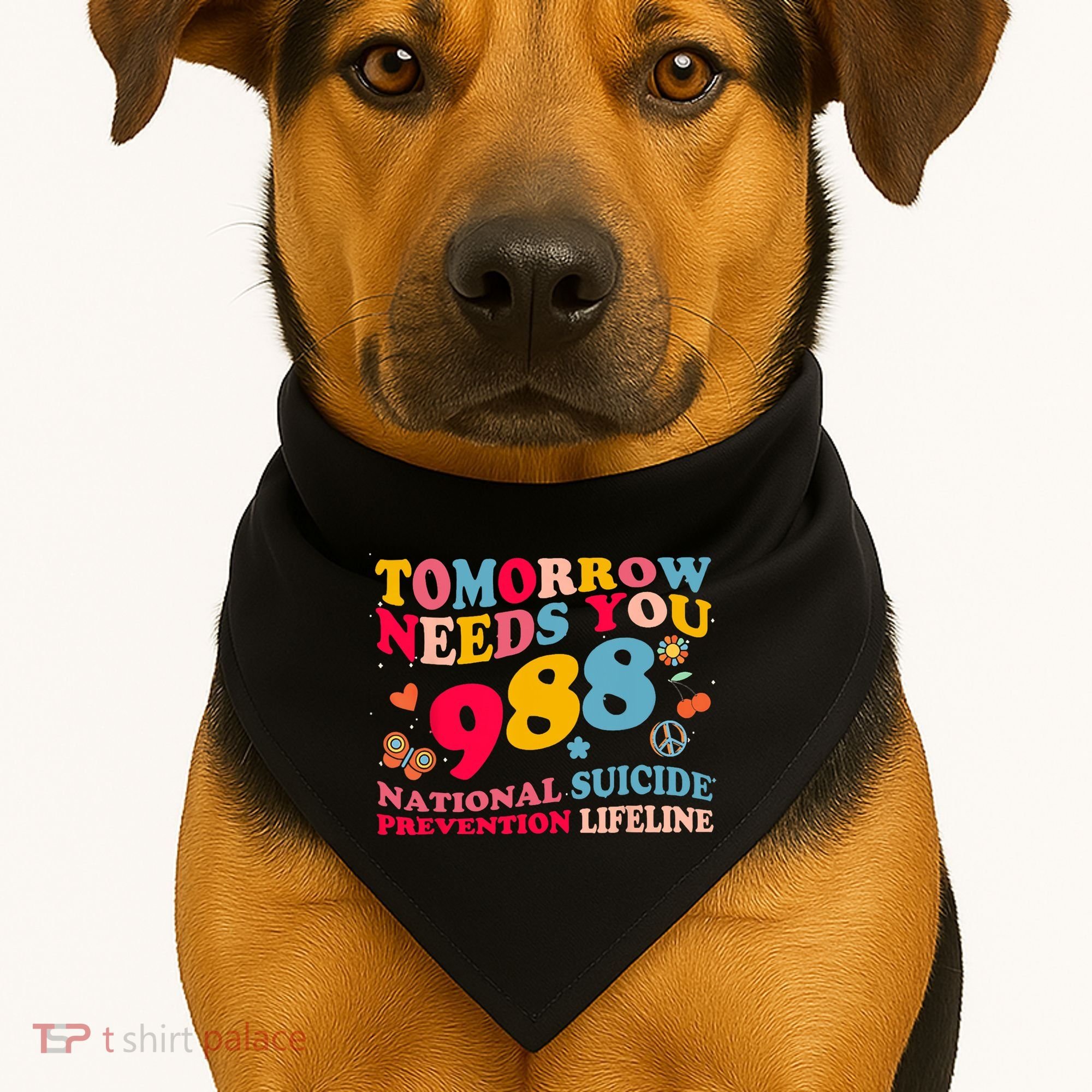 Retro Tomorrow Needs You 988 Suicide Prevention USA-Made Doggie Bandana