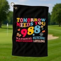 Retro Tomorrow Needs You 988 Suicide Prevention Golf Towel thumb 1