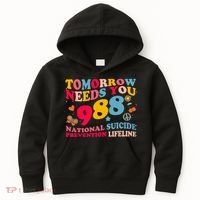 Retro Tomorrow Needs You 988 Suicide Prevention Kids Hoodie thumb 0