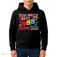 Retro Tomorrow Needs You 988 Suicide Prevention Kids Hoodie thumb 4