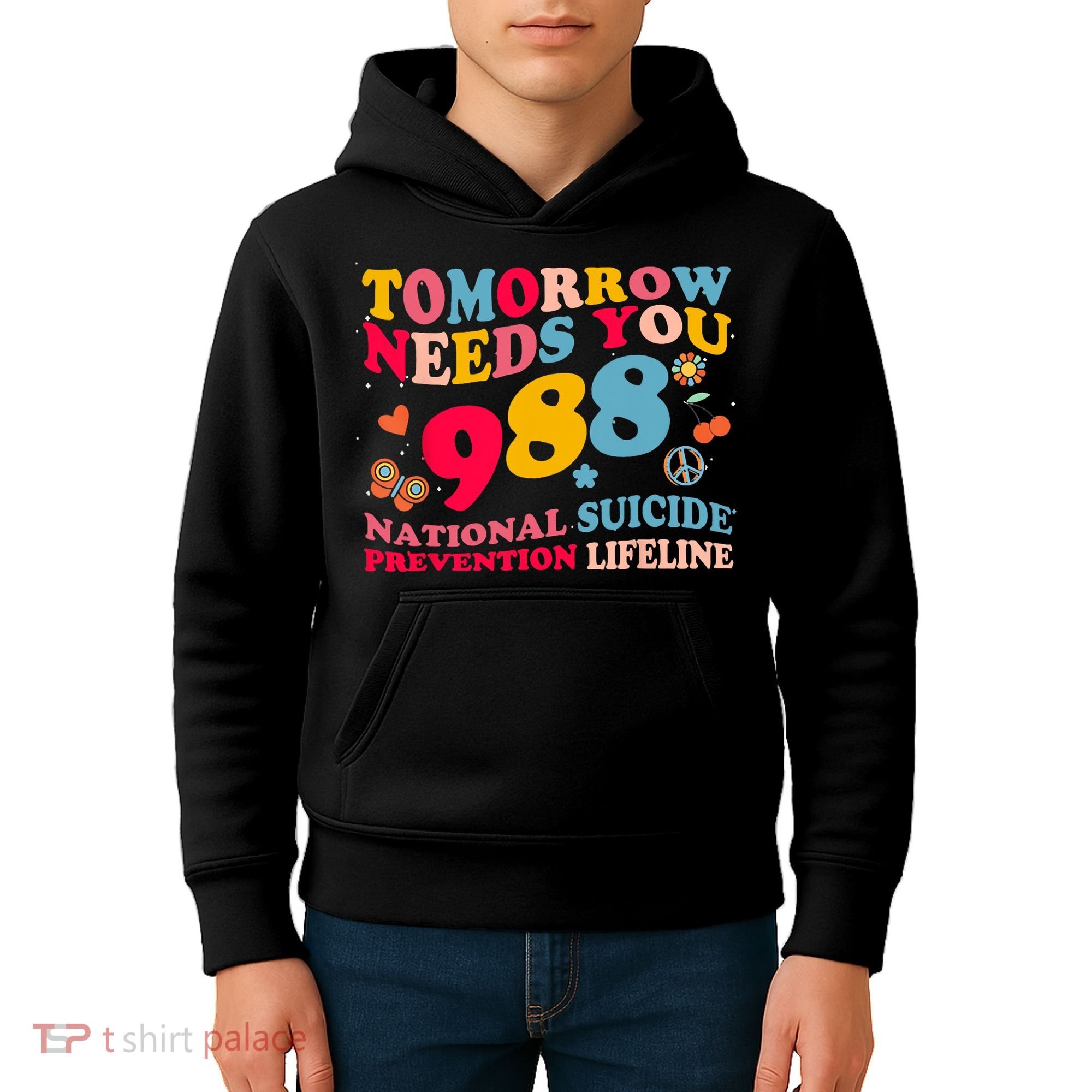 Retro Tomorrow Needs You 988 Suicide Prevention Kids Hoodie